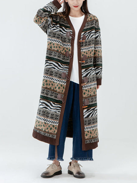 プラスサイズ - ヴィンテージポケットブレスト長袖セーターコート