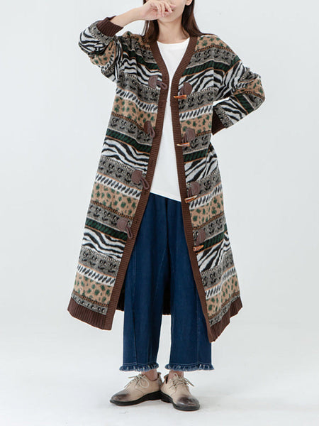 プラスサイズ - ヴィンテージポケットブレスト長袖セーターコート