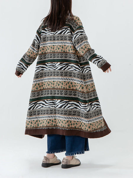 プラスサイズ - ヴィンテージポケットブレスト長袖セーターコート