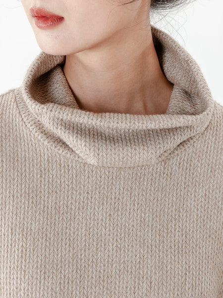プラスサイズ - 女性ソリッドカラーニット長袖セーター