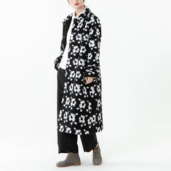 プラスサイズ - 女性冬用ブレストポケット長袖コート