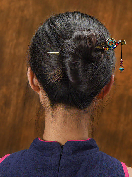 （2個））レトロエレガントなペンダントヘアピン