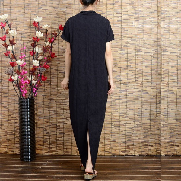 Women summer cotton linen dress - Buykud